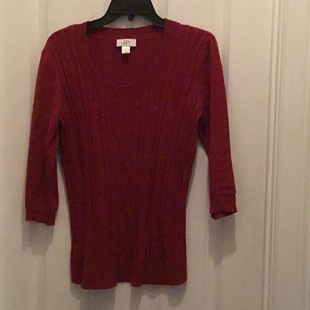 Loft scarlet red 3/4 sleeve sweater